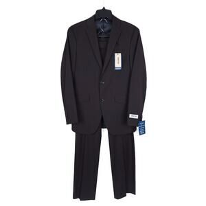 Kenneth Cole Reaction Mens Slim Fit 2 Piece Suit 36R 29x32 Navy Red Stretch NWT